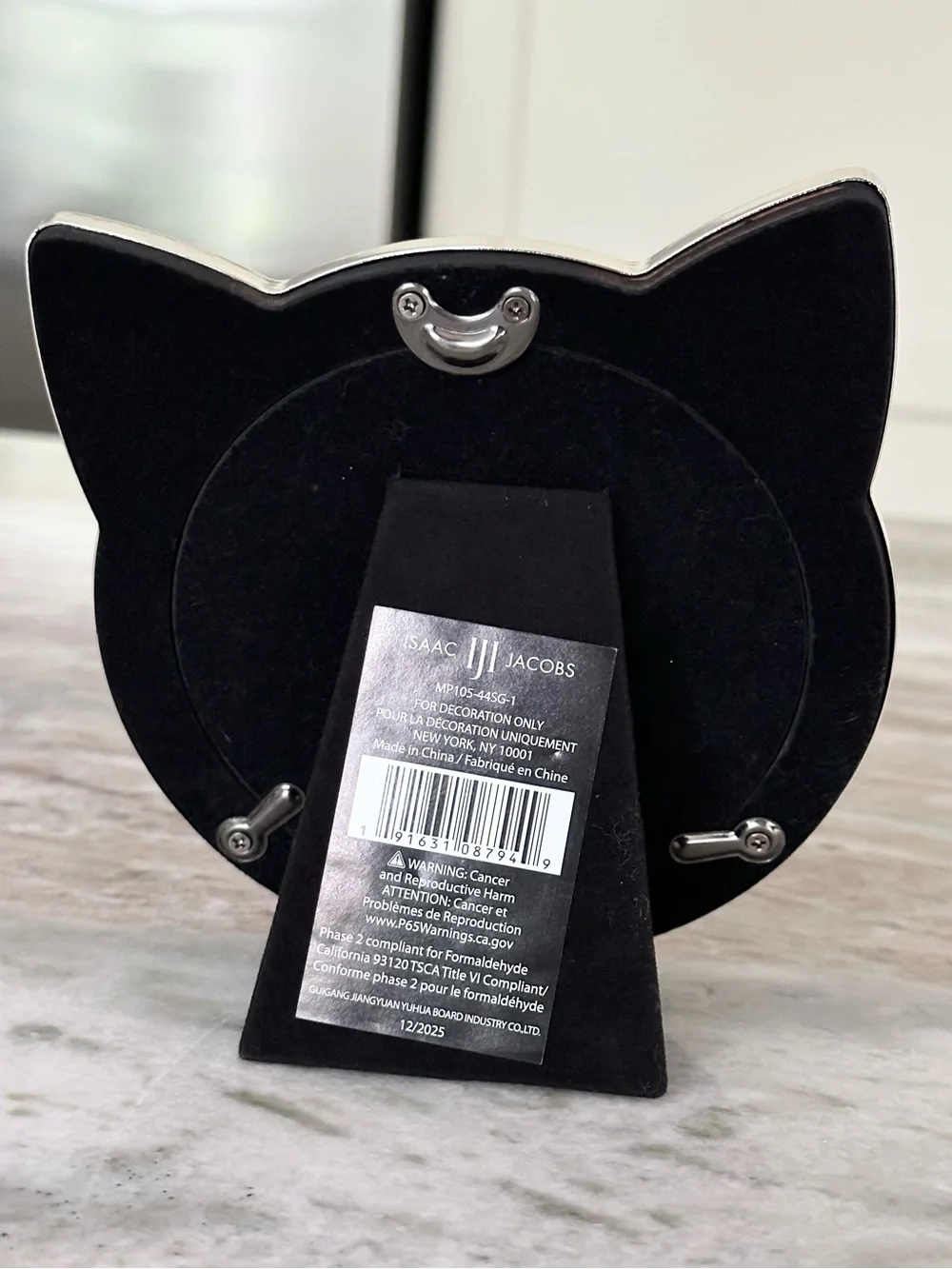 Kitty Cat Ear Shaped Round Picture Frame - Grey & Silver 4x4